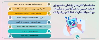 سامانه ها و کانالهای ارتباطی دانشجویان با روابط عمومی دانشگاه فنی و حرفه ای جهت دریافت نظرات ، انتقادات و پیشنهادات