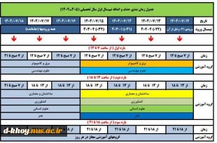 جدول زمان‌بندی انتخاب واحد و حذف و اضافه نیمسال اول سال تحصیلی 05-1404
 معاونت آموزشی دانشگاه ملی مهارت استان آذربایجان غربی
 2